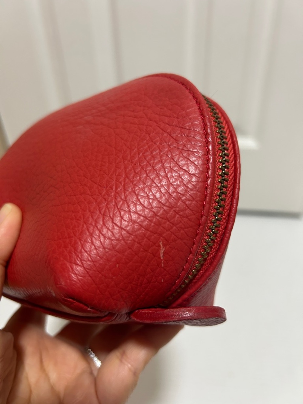 CUYANA Red Pebbled Leather Travel Make up Pouch - Picture 8 of 8